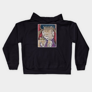 King Cat - White Outlined Design Kids Hoodie